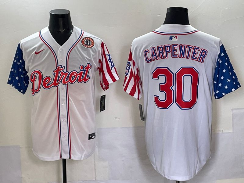 Men Detroit Tigers 30 Carpenter White National Flags 2025 Nike MLB Jersey style 6